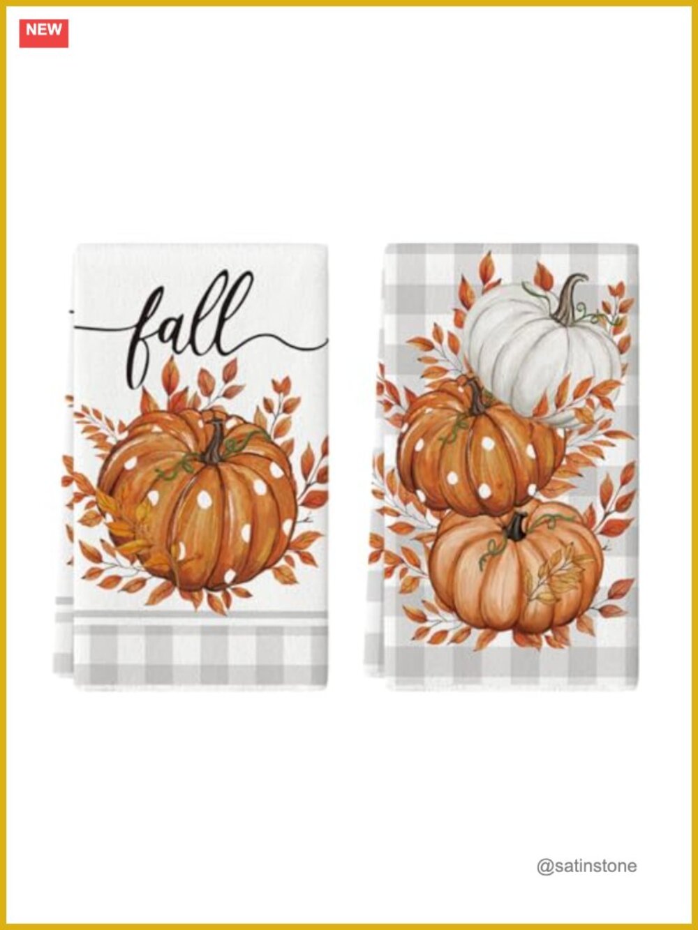 Artoid Mode Pumpkin Leaves Fall Kitchen Towels Set of 2 18x26 Inch Dish Towels